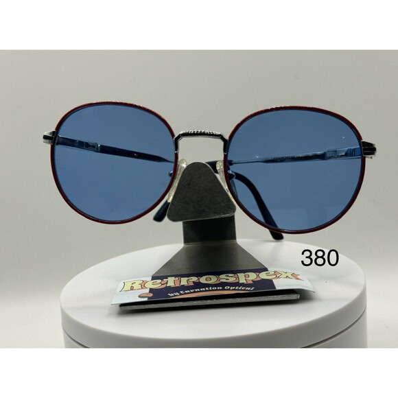 Vintage Eyeglasses NOS Large Round Blue Lens Red/Blue Frame 1990s-2000s - Picture 1 of 9